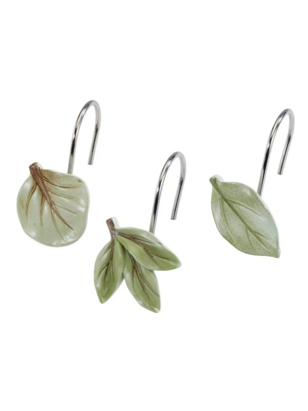 AVANTI NWT 12pc ombré leaves shower curtain hooks